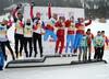 Российские лыжники выигрывают эстафету на ЕЮОФ!